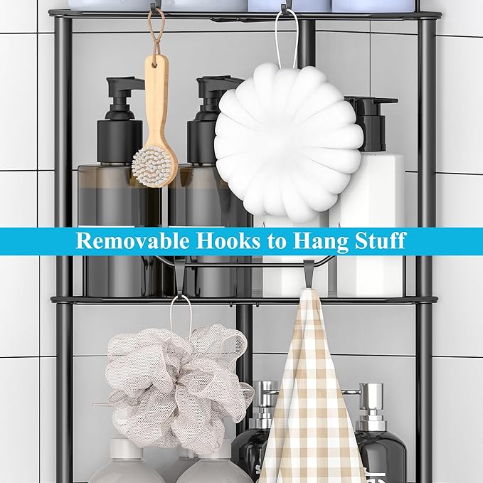 3 Tier Floor Standing Corner Shower Caddy Organizer Shelf - Image 5