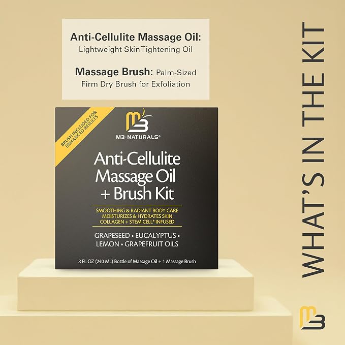 Anti Cellulite Massage Oil and Firm Dry Brush Kit | Collagen & Stem Cell Skin - Image 5