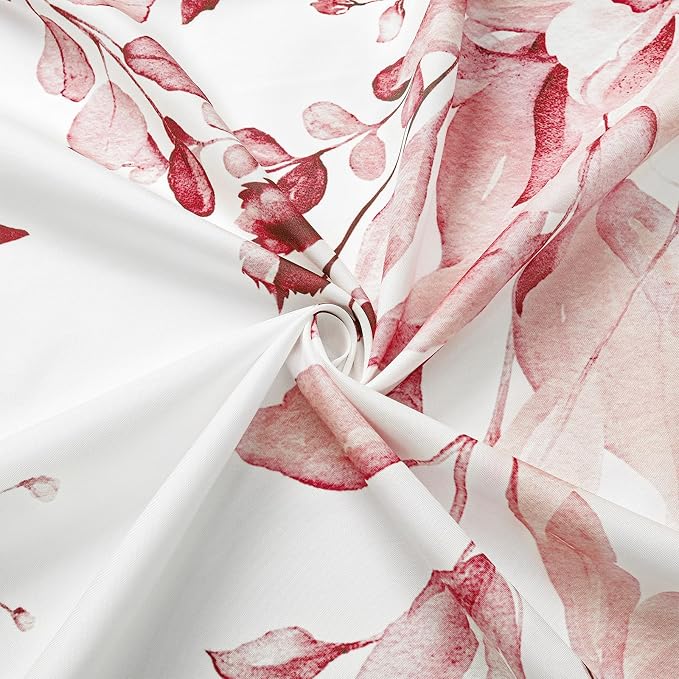 Gibelle Pink Eucalyptus Shower Curtain, Watercolor Plant Leaves - Image 4