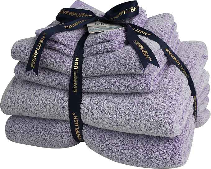 Everplush Diamond Jacquard 6 Pieces Bath Towel Set, Luxury Super Soft Oversized - Image 6