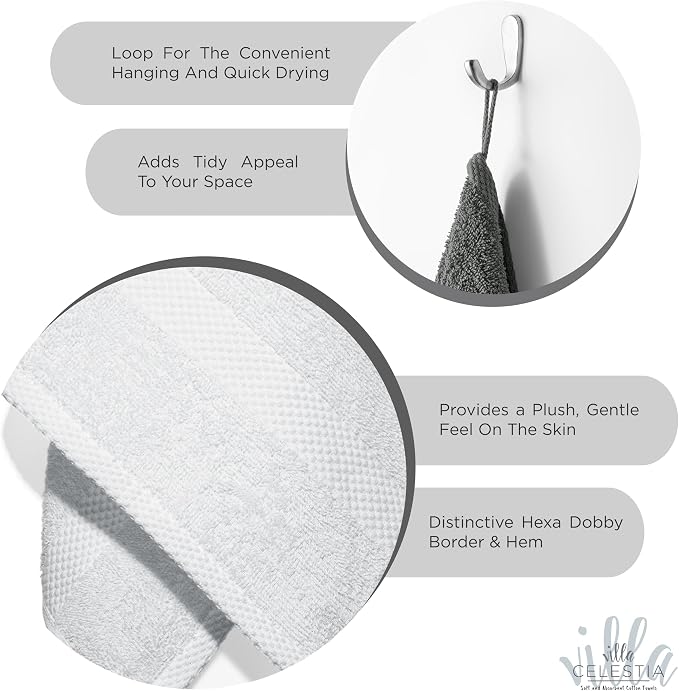 100% Cotton Bath Towel Set of 18-4 Bath Towels, 6 Hand Towels, 8 Wash Cloths - Image 4