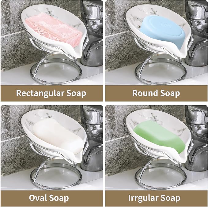 Leaf-Shaped Soap Dish – Ceramic Soap Bar Holder - Image 6