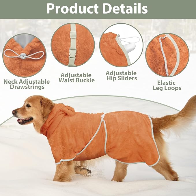 Dog Bathrobe Super Absorbent Towel Robe - Image 3