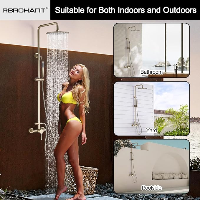 RBROHANT Outdoor Shower, Wall Mount Outdoor Shower Kit, Outside Shower Faucet - Image 8