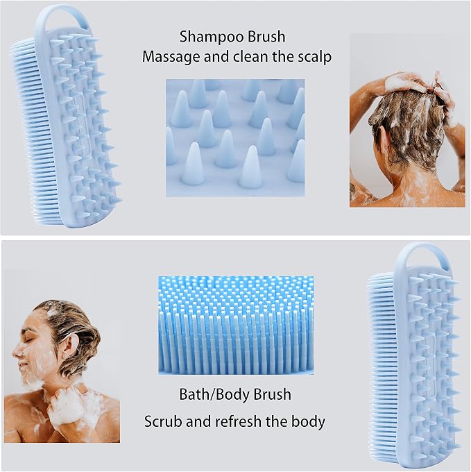 2 PC Silicone Exfoliating Body Scrubber, 2 in 1 Silicone Body Shampoo Brush - Image 3
