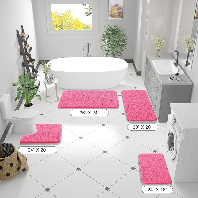 OLANLY Bathroom Rugs 59x20, Extra Soft Absorbent Chenille Bath Rugs, Rubber - Image 8