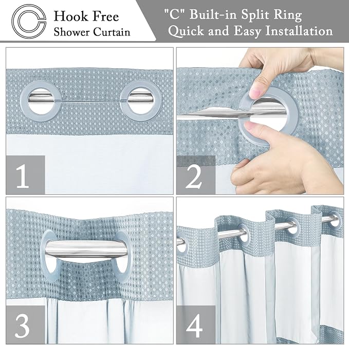Gibelle No Hook Waffle Weave Shower Curtain - Image 4