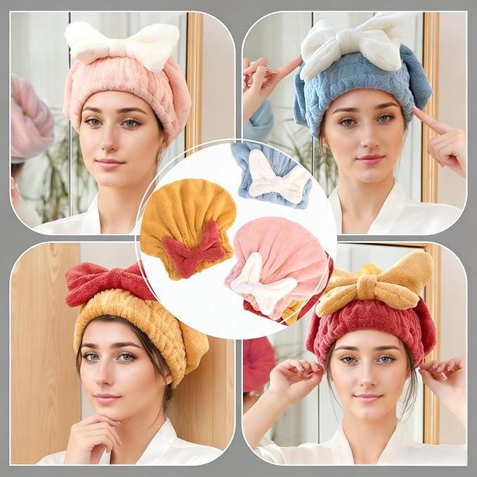 Women's Super Absorbent Towel Pack Ultra Fine Fiber Quick Drying Towel Soft Bow - Image 6