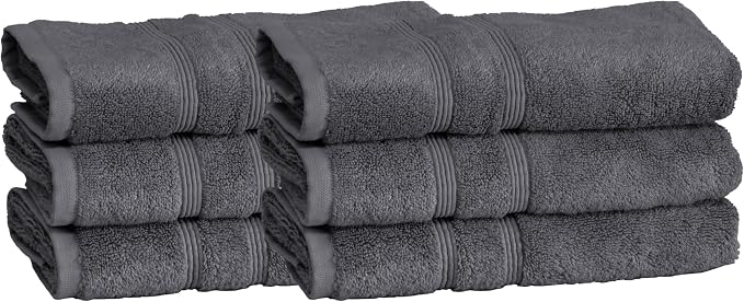 Mosobam Luxury Turkish Set of 6 Hand Towels 16X30 Charcoal Gray 700 GSM Bamboo by Mosobam