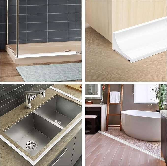 98Inch Shower Threshold Water Dam, Self-Adhesive Silicone Shower Barrier Water - Image 4