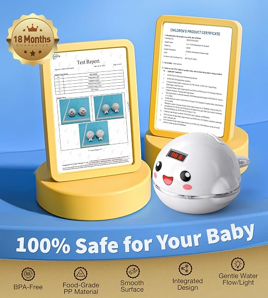 Baby Bath Toy Sprinkler with Thermometer, Temp Alarm & Backlit Display - Image 8