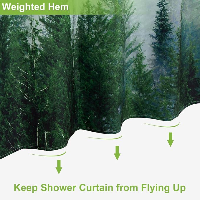 ORTIGIA Green Misty Forest Heavy Duty Shower Curtain - Image 6