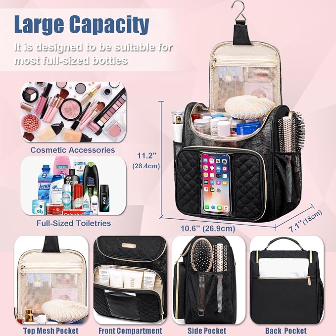 Large Toiletry Bag for Women Men, Portable Shower Caddy For College Dorms - Image 4
