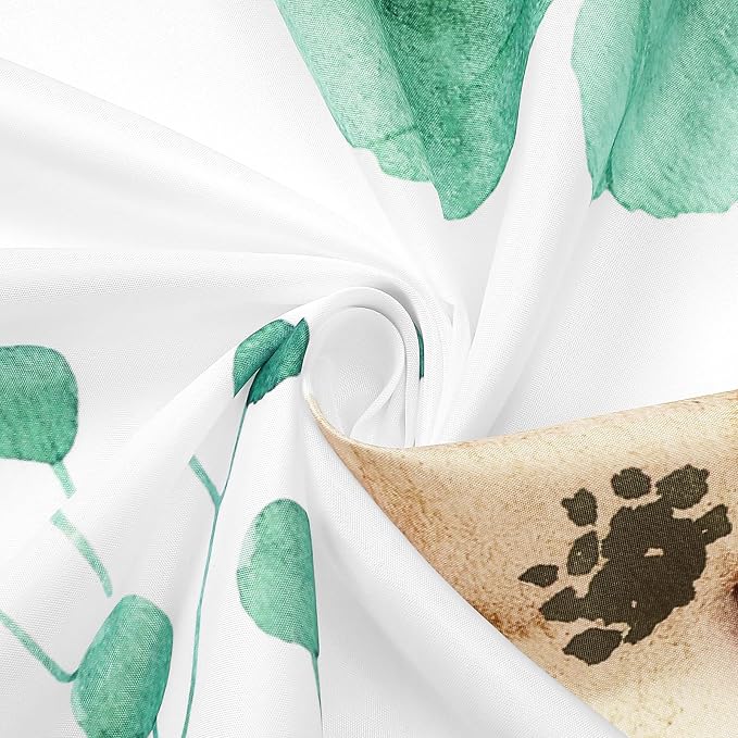 Gibelle Watercolor Floral Shower Curtain, Mint Green Beige Flower Shower Curtain - Image 4