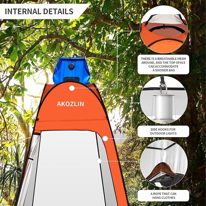AKOZLIN Portable Pop Up Shower Tent Instant Privacy Dressing Changing Tent - Image 4