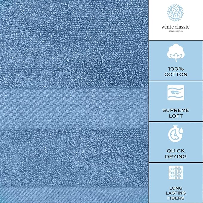 White Classic Luxury Bath Towel Set of 8 Pieces - Image 7