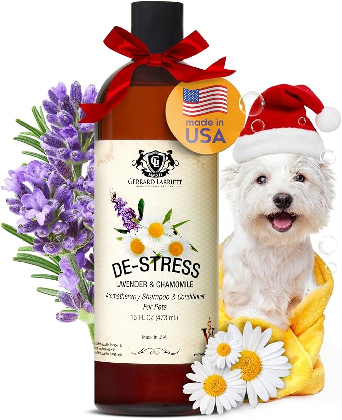 Dog Shampoo and Conditioner De-Stress Lavender & Chamomile 16 Fl Oz Dog Shampoo by GerrardLarriettAromatherapyPetCare