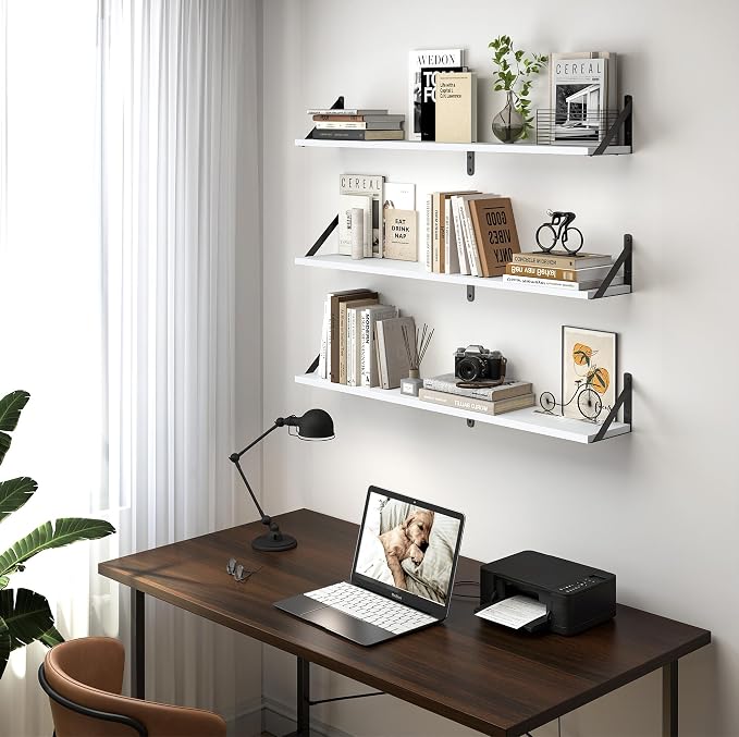 Heimlove Floating Shelves for Wall, 36 Inch Long Wood Floating Bookshelf Set of - Image 3