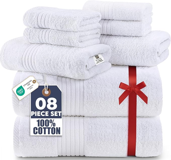 Utopia Towels 8 Piece Premium Towel Set, 2 Bath, 2 Hand, and 4 Washcloths by UTOPIATOWELS