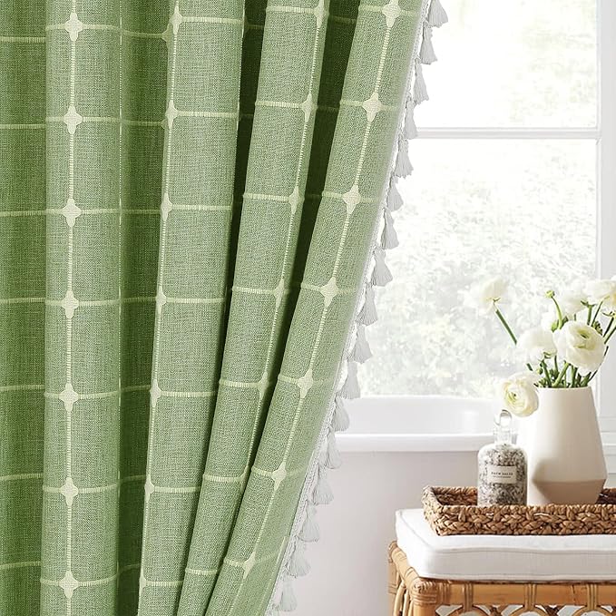 MitoVilla Boho Small Stall Shower Curtain 36 x 72, Sage Green Half Size Narrow - Image 7