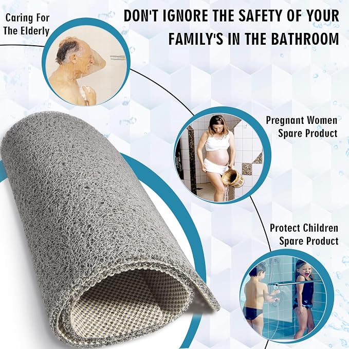 godehone Shower Mats Non Slip Without Suction Cups, PVC Loofah Bathroom Mats - Image 4