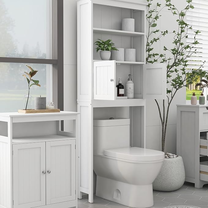 Over The Toilet Storage Cabinet, 2-Tier Bathroom Spacesaver - Image 3