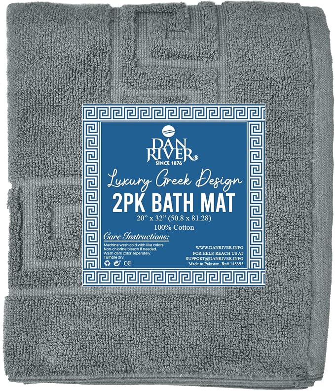 DAN RIVER Greek Cotton Bath Mats Set of 2 – Not a Bathroom Rug, Ultra Soft - Image 4