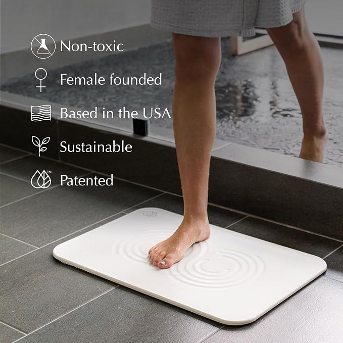 Dorai Home Bath Stone Mat 23.6"x15.4"| Luxury Diatomite Stone Bath Mat |Quickly - Image 3