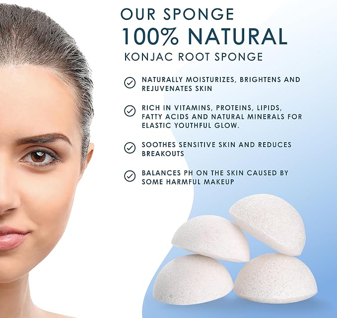 Konjac Face Sponge for Cleansing & Facials | Microplastic Free 100% Natural | - Image 3
