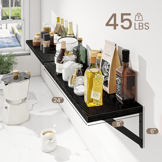 Dreamland Wall Shelves Long, 24W x 8D Wall Mounted Shelves Set of 2, Wide - Image 3