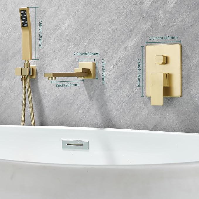 DASAN Swiveling Wall Mount Tub Filler Faucet Set - Image 7