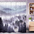 Riyidecor Purple Shower Curtain 72Wx96H Inch Extra Long Mountain Nature by Riyidecor