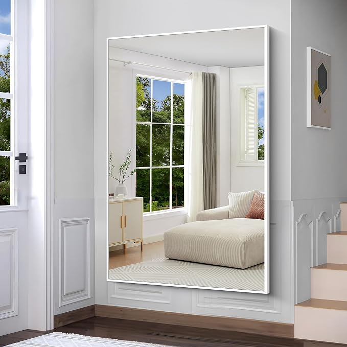 BONEWEI White Bathroom Mirror, 60x40 inch Wall Mirror - Image 5