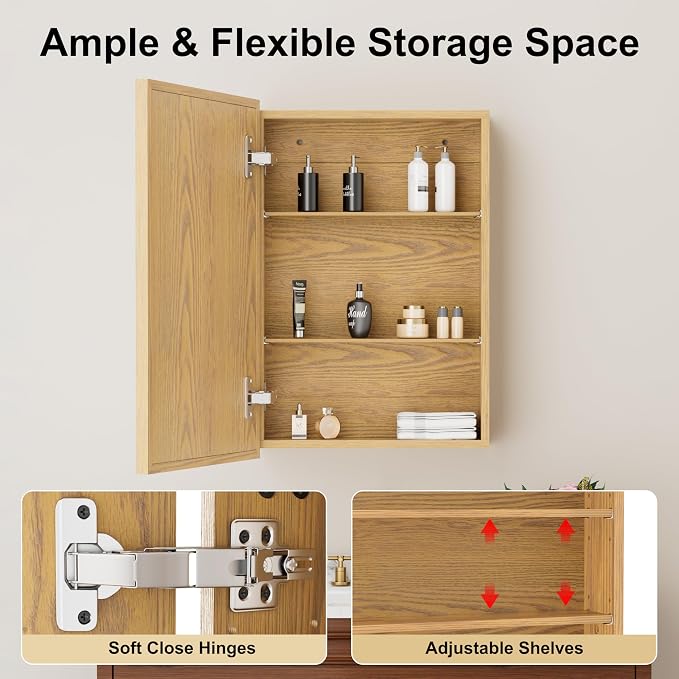 16x24 Inch Wood Medicine Cabinet - Image 4