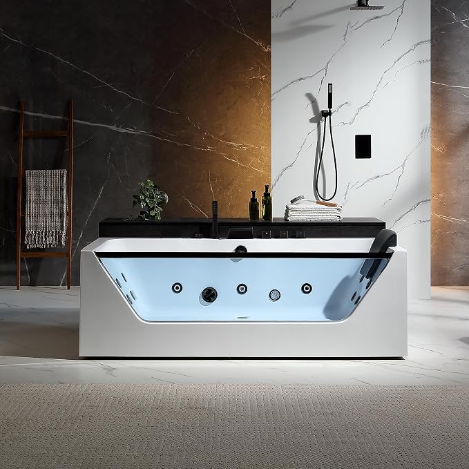 Empava Acrylic Whirlpool Bathtub, 71-Inch Jetted Bathtub by Empava