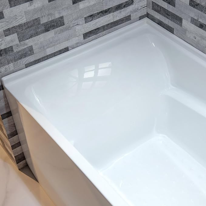 WOODBRIDGE 54" Acrylic Rectangular Alcove Soaking Bathtub in White - Image 5