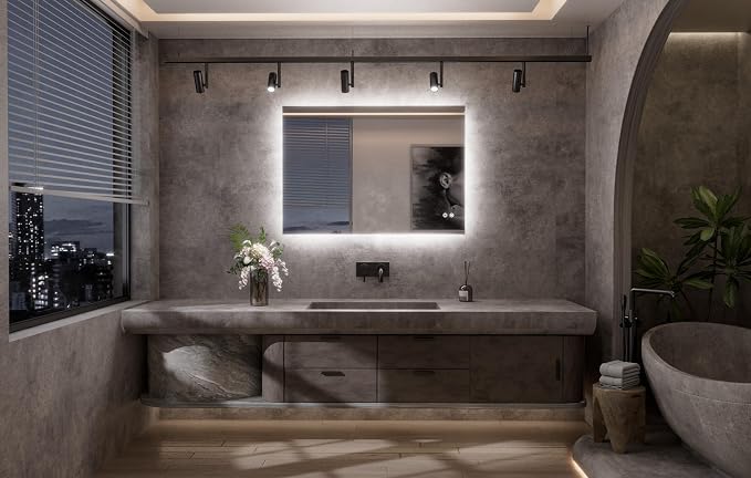 TETOTE 40 x 28 Inch LED Mirror Backlit Bathroom, Anti-Fog Mirror - Image 9