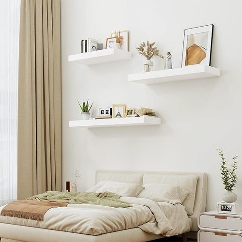12" Deep White Floating Shelves, Over Toilet Long Wall Mounted Modern Farmhouse - Image 2