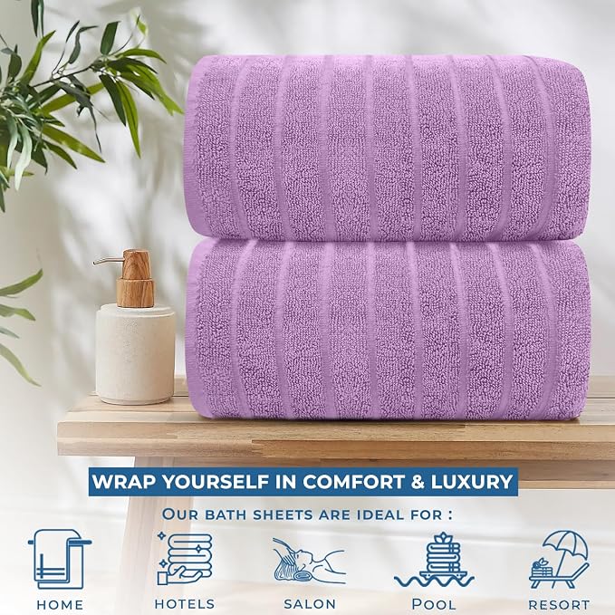 DAN RIVER Pack of 2 Bath Sheet 35x70 Inches, Ribbed XL Towels Oversized - Image 5