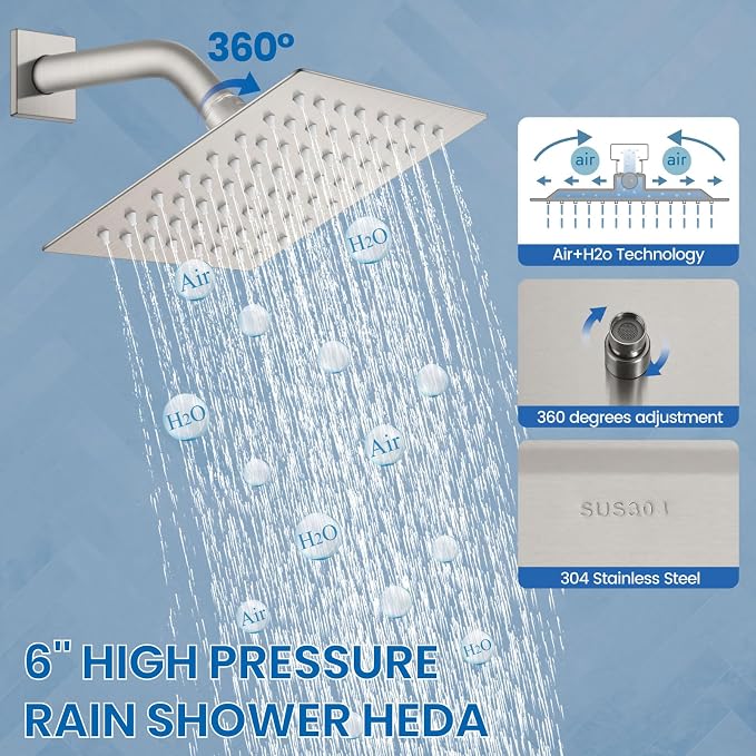 Airuida Shower Faucet Set Bathroom Rain Shower System SUS304 Stainless Steel - Image 7