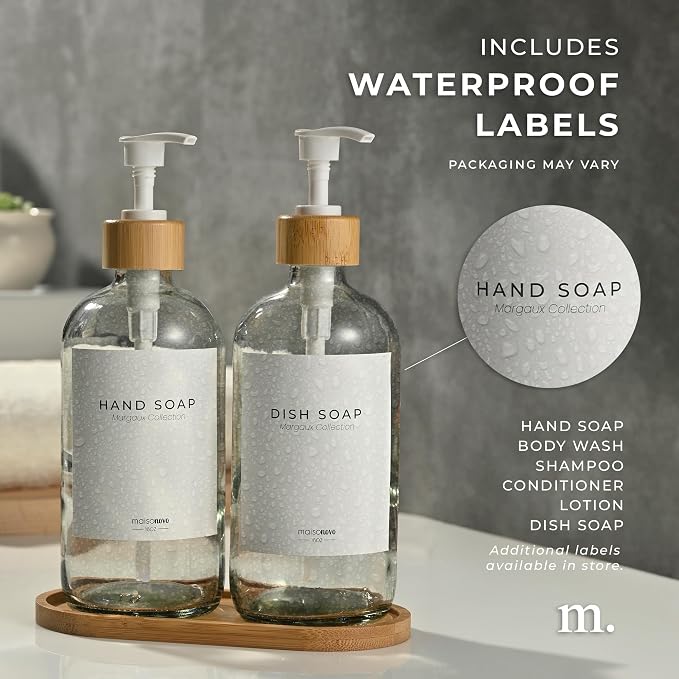 Maisonovo Glass Soap Dispenser Bathroom Set | Hand Soap and Dish Soap Dispenser - Image 6