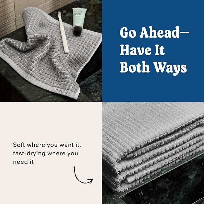 ONSEN Terry Cotton Waffle Face Towel Set – 4 Pack Luxury Cotton Face Towels - Image 5