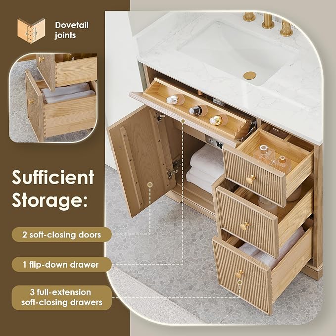ALTAIR 36 Bathroom Vanity with Sink Mordern Freestanding Single Vanities - Image 4