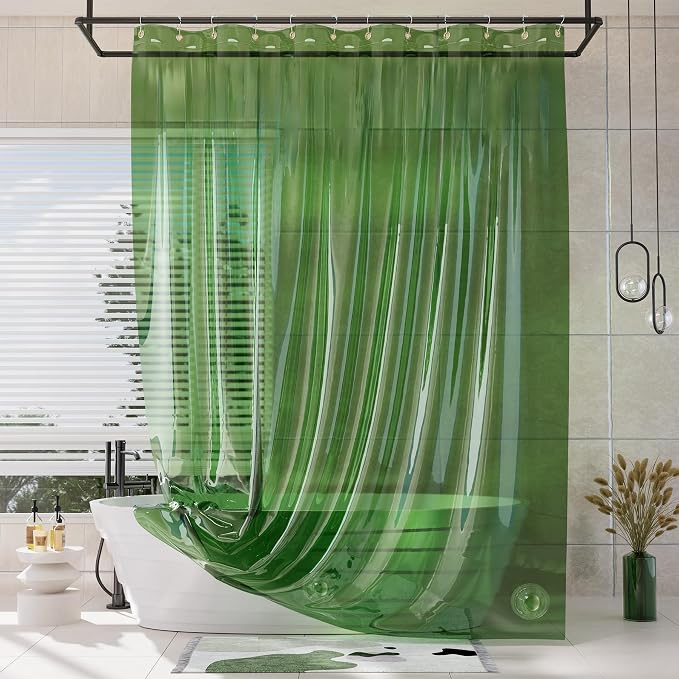 AmazerBath Extra Long Shower Curtain Liner, 100% EVA Clear Green Heavy Duty 84 by AmazerBath
