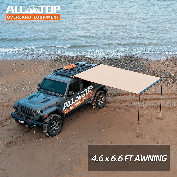 ALL-TOP Vehicle Awning 4.6'x8.2' Roof Rack Pull-Out Sun Shade UV50+, - Image 7