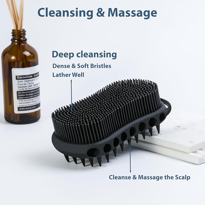 MtBoi 2PC Double-Sided Exfoliating Silicone Body Scrubber, 2-in-1 Bath Scrubber - Image 3