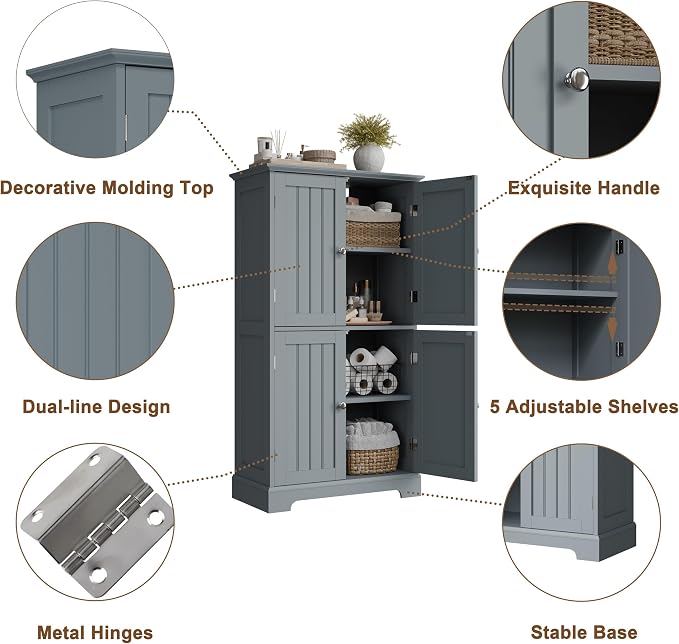 ChooChoo Bathroom Floor Cabinet, Modern Bathroom Storage Cabinet - Image 4