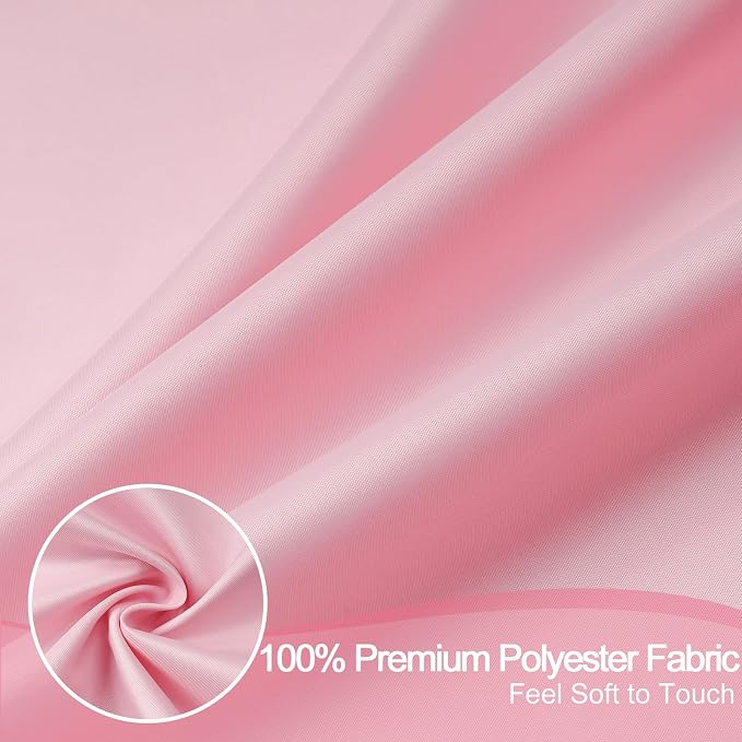 AooHome Solid Pink Shower Curtain, Fabric Weighted Hem Shower Liner - Image 4