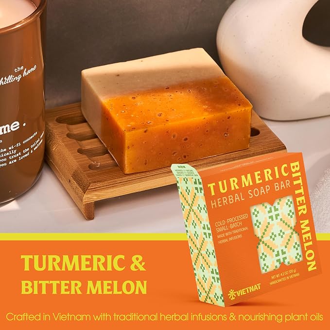 Turmeric & Bitter Melon 2-in-1 Luxurious Natural Soap Bar | Herbal Freshness & - Image 2