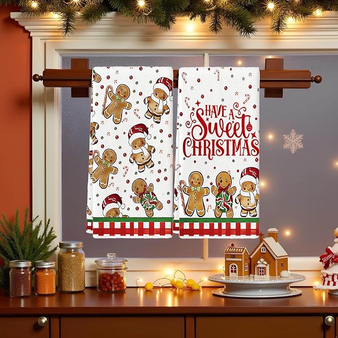 Cesqouc® 4pcs Hand Towels with Christmas Patterns : Santa Claus und Cute - Image 2